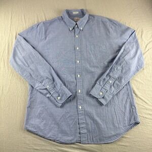 J Crew Secret Wash Poplin Shirt Men L Blue Slim Fit Long Sleeve Button Up Preppy